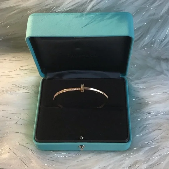 Tiffany Tiffany T T1 Narrow Diamond Hinged Bangle in 18k Rose Gold
